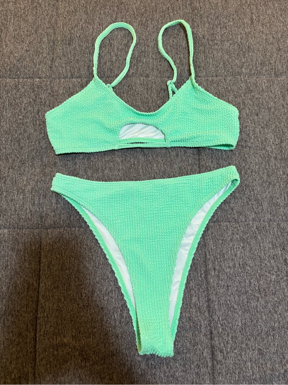 SHEIN Mint Green Textured Bikini Set